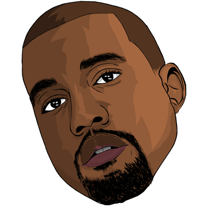Cartoon headshot of Kanye West.